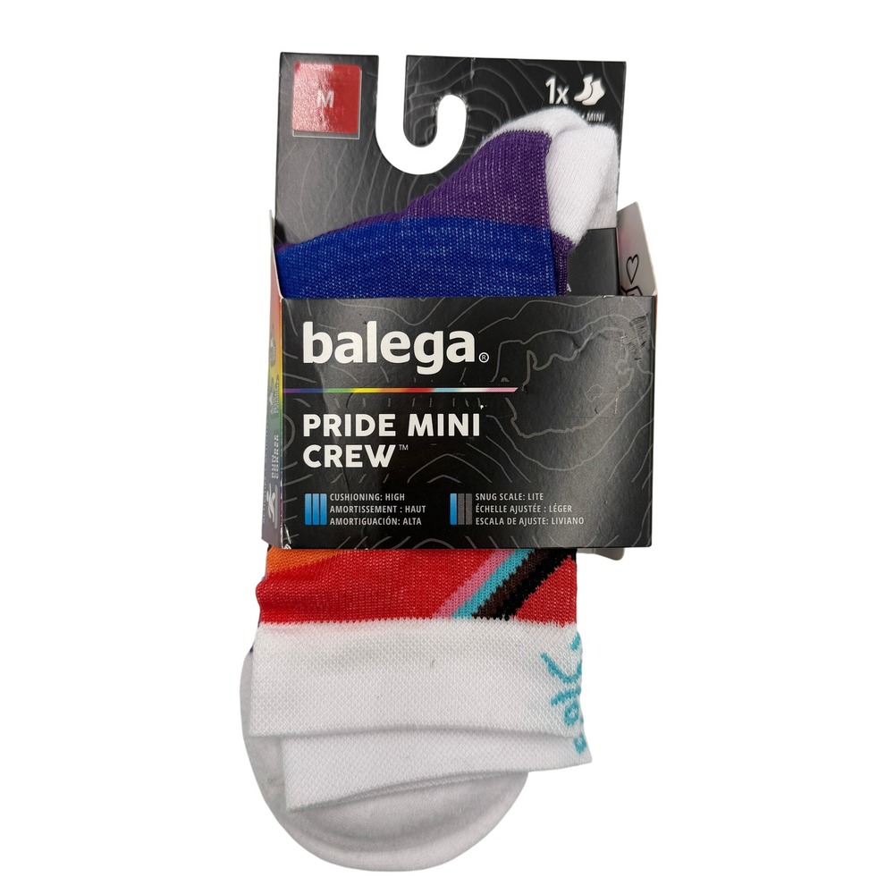 Balega Pride Mini Crew Socks Unisex Medium Rainbow New High Cushion Running